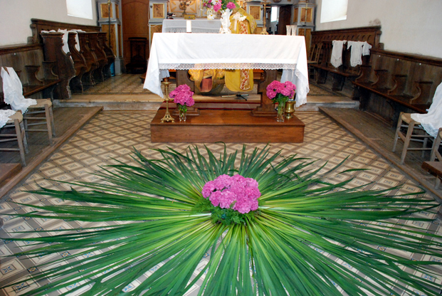 Reconstitution de la jonchée, église de Montviette